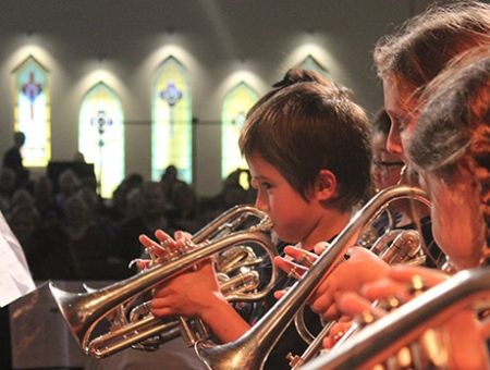 children performing Just Brass